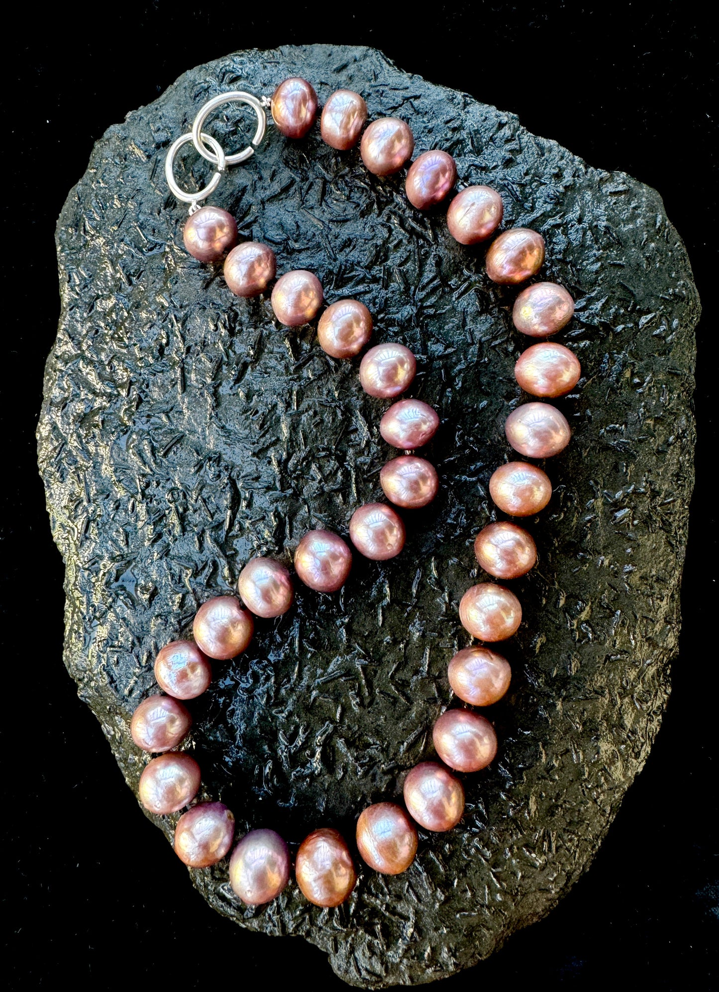 Cultured Freshwater Pearl Necklace in Pink & Black