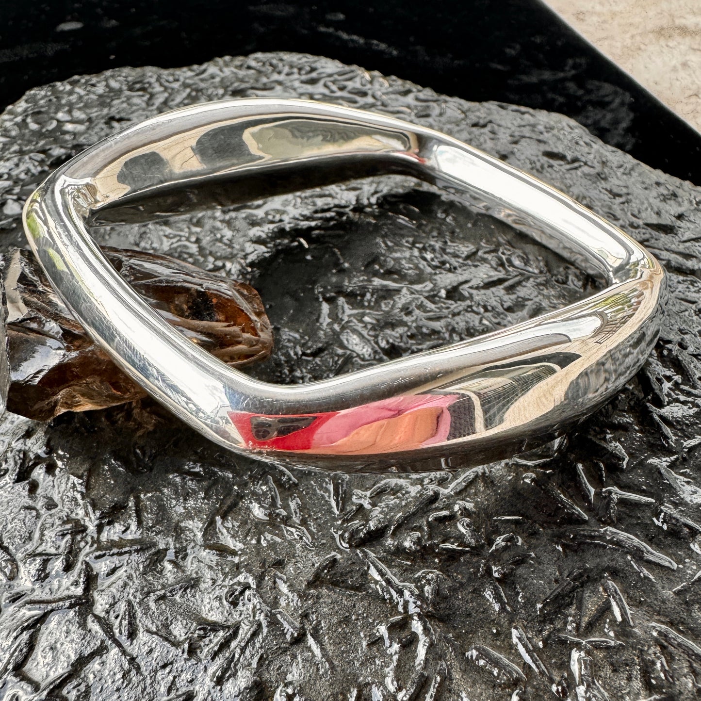 "Softened Geometry" Sterling Silver Bangle Bracelet